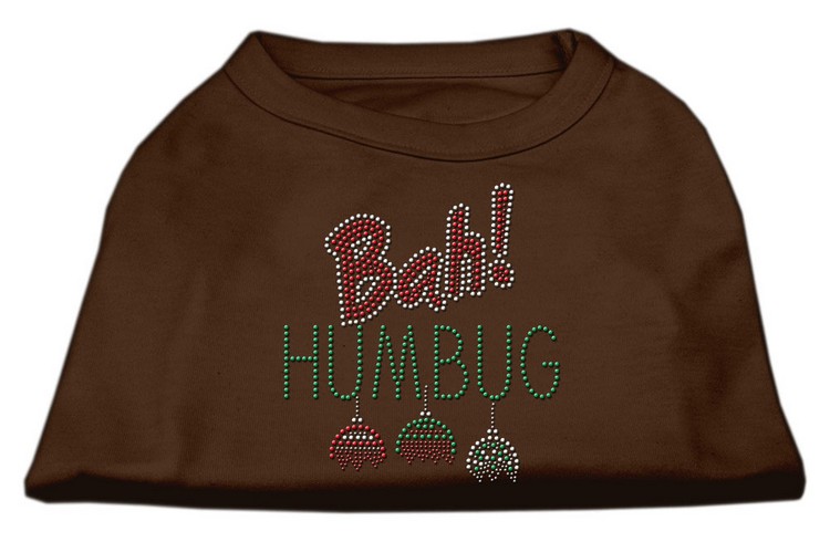 Bah Humbug Rhinestone Dog Shirt Brown XS